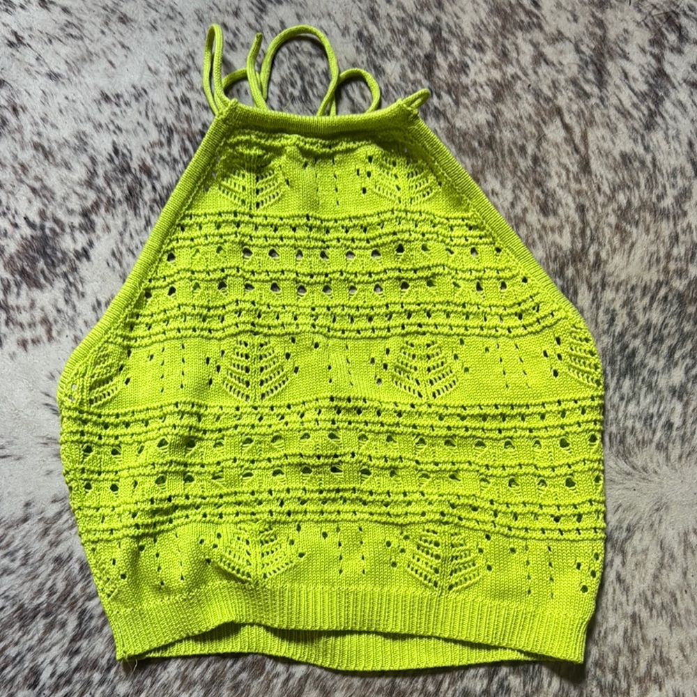 Lime Green Crochet Halter Top